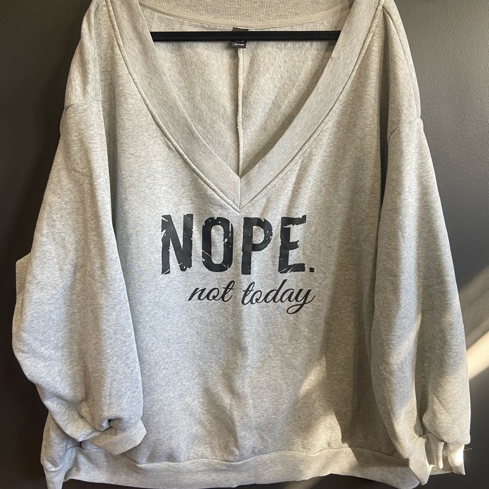 Plus-Sized Graphic Pullover Nope Not Today
